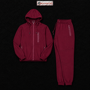 Conjunto Deportivo para Hombre, Color Granate, con Capucha, Cierre Completo, Sudadera y Pantalones de Color Sólido, Informal, de Poliéster y Algodón, Transpirable, para Otoño, en Oferta - Product Image 5