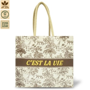 Sac de plage en toile de coton laminée 220 GSM, sac de voyage de plage 40x33x20 cm, logo personnalisé, vente en gros, OEM, marque privée, modèle SNCH236 - Product Image 2