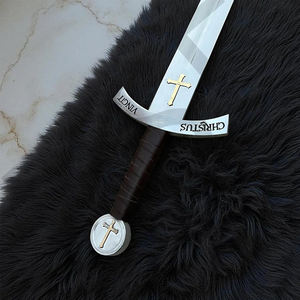 Espada Templaria Hecha a Mano, Espada Medieval de Cruzado con Funda de Cuero - Product Image 5