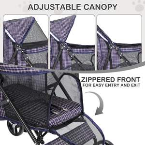 Poussette pliable extérieure TH-PPS-240 pour animaux de compagnie avec auvent en maille à fermeture éclair sécurisée et lit à coussin Design OEM personnalisé - Product Image 2