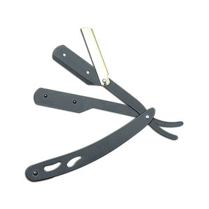 Rasoir professionnel UBI en acier à haute teneur en carbone avec lames à bord simple remplaçables, noir, bord droit - Product Image 1