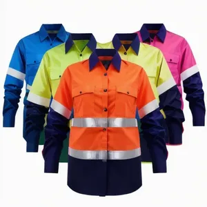 Chemise de travail à manches longues en coton réfléchissant certifiée CE antibactérienne haute visibilité pour les travailleurs du bâtiment - Product Image 6