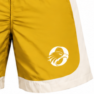 Mens Golden Yellow Neutral Colorblock Nylon Hoodie <b>Shorts</b> Set Lightweight Quarter <b>Zip</b> Running Training Athletic Sportswear - Product Image 6