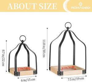 Lanterne en bois de qualité au design tendance avec toit en métal et côtés en verre pour éclairage décoratif intérieur/extérieur - Product Image 2