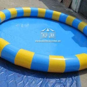 Piscine familiale gonflable en PVC ronde bleue et jaune à rayures, étanche, portable, avec couverture, pour usage domestique et commercial, épaisseur 0,9 mm, 220 V - Product Image 3