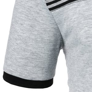 Polo à manches courtes en tricot rayé gris pour homme, style décontracté, respirant, design color block, faible MOQ, polos pour homme - Product Image 3
