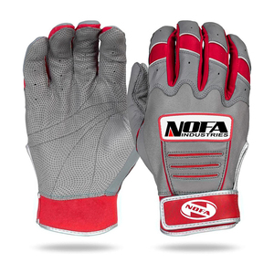 Guantes de Bateo de Cuero Negro/Blanco NOFA INDUSTRIES, Cierre de Hebilla Ambidiestro, Acolchado Duradero, Entrenamiento de Béisbol, Unisex, Adulto - Product Image 1