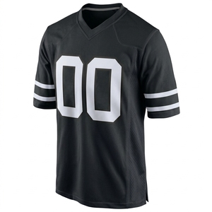 Maillot de football américain unisexe bleu à col en V, manches courtes, lettres imprimées, anti-humidité, en twill et maille, coupe classique pour équipe - Product Image 2