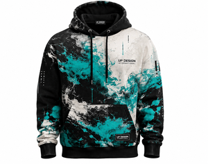 Sudadera con Capucha Personalizada para Hombre, Estilo Urbano, Invierno, Negra, Blanca y Verde Azulado, Talla Grande, Cuello Redondo, Gruesa, Informal, Corte Regular - Product Image 2