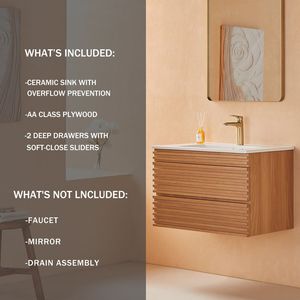 Mobile Bagno Sospeso da 30 Pollici con Lavabo in Ceramica per Bagni Piccoli - Product Image 4