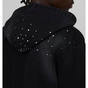 Custom Rhinestone Zip Up Hoodie Men's Streetwear <b>Jacket</b> Wholesale Full Zip Hoodie <b>Sparkle</b> Graphic Hoodie Premium Cotton Blend - Product Image 3