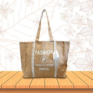 Sac fourre-tout en jute durable avec fermeture à bouton et impression personnalisée pour la promotion - Product Image 1