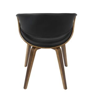 Sedia da pranzo/d'accento Symphony in stile Mid-Century Modern, in legno di noce e similpelle nera - Product Image 4