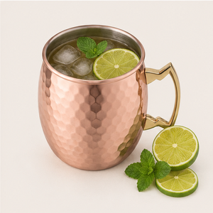 Copper Moscow Mule <b>Mug</b> with <b>Gold</b> Brass Handle Handcrafted Hammered Metal Beer Cup for Cocktail Parties & Barware Wholesale - Product Image 2