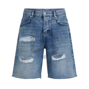 Shorts en jean décontractés pour hommes, coupe ample, avec fermeture éclair, style skate, shorts de rue pour hommes, fabriqués au Pakistan - Product Image 1