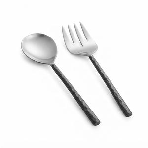 Juego de 2 utensilios de cocina elegantes de metal plateado para ensalada, con mango en espiral retorcido, cuchara y tenedor para servir - Product Image 5