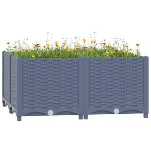 Jardinières et pots à fleurs surélevés en polypropylène bleu gris 31,5 x 31,5 x 15,0 pouces - Product Image 1
