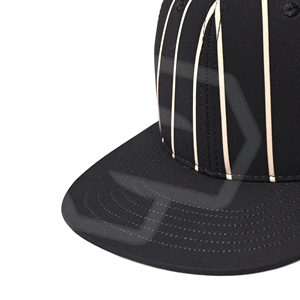 Gorra de Béisbol Negra a Rayas, Gorra Snapback de Ala Plana, 6 Paneles, Color en Contraste, Unisex, Deportiva, Casual, Servicio OEM, Gorra Clásica - Product Image 5