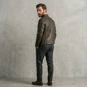 Veste en cuir PU slim fit pour homme, style streetwear hivernal, veste de motard décontractée avec fermeture éclair - Product Image 2