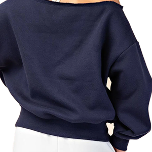 Sweat-shirt asymétrique oversize en coton doublé coupe-vent pour femme, couleur unie, manches longues, style streetwear, idéal pour l'hiver - Product Image 5