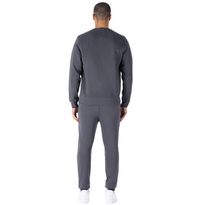 Men's Crew Neck Fleece Sweatshirt Tracksuit Set Cuffed <b>Trousers</b> <b>Side</b> <b>Zip</b> Pocket Regular Fit Minimal Sporty Sportswear OEM Outfit - Product Image 3