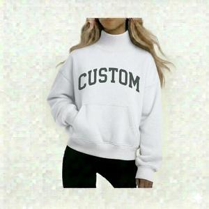 Suéter Casual Holgado con Cuello Alto para Mujer, Otoño, Bordado Personalizado, Estilo Urbano, Mezcla de Poliéster/Algodón, Uso Diario - Product Image 1