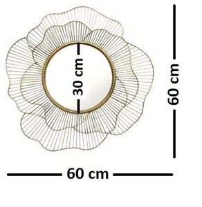<b>Gold</b> Metal Flower Shaped Decorative Wall <b>Mirror</b> | Elegant Round Sunburst Style <b>Mirror</b> for Home Living Room Bedroom Entryway Wall - Product Image 2