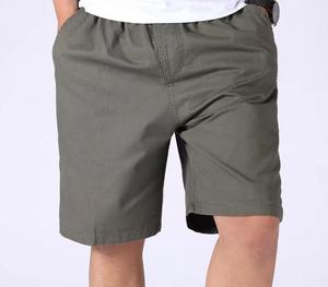 Shorts Bermuda Homme Vert Olive Uni en Coton Vintage Écologique Taille Mi-Haute Fermeture Élastique Style Décontracté avec Poches - Product Image 2