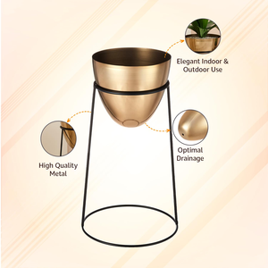 Stylish <b>Iron</b> Planter with Planter Holder Durable <b>Lightweight</b> Set of 2 for Indoor Outdoor Garden Office Home Use - Product Image 4