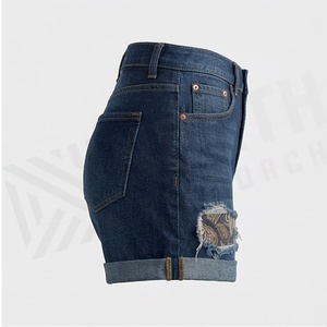 Shorts en jean respirants de qualité supérieure pour femmes, design simple et uni, style décontracté, logo personnalisé, couleur personnalisée OEM. - Product Image 3