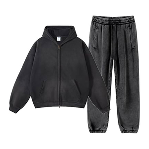 Conjunto Deportivo Casual para Hombre con Cierre Personalizado, Lavado Ácido, Diseño Personalizado con Logotipo, Estilo Desgastado, Corte Jogging - Product Image 4