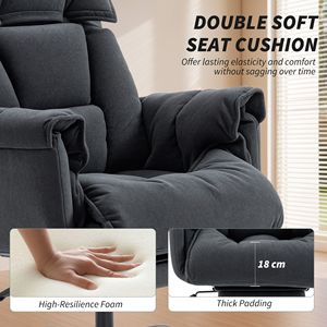 Chaise de bureau à dossier haut gris foncé, chaise de direction inclinable avec repose-pieds, mousse haute résilience, roulettes pour usage domestique - Product Image 5
