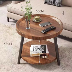 Modern Teak Wood <b>Side</b> <b>Table</b> <b>Round</b> Minimalist Bedside <b>Table</b> Solid Teak End <b>Table</b> with Shelf - Product Image 3