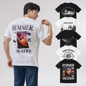 Camiseta de Verano para Hombre con Estampado, Manga Corta, Cuello Redondo, Corte Regular, 100% Algodón, Informal, Transpirable, con Logotipo y Foto Estampados en la Espalda - Product Image 1