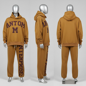 Ensemble de survêtement noir uni pour homme avec logo personnalisé, sweat à capuche zippé et pantalon de jogging, coupe ajustée, pour entraînement et sport - Product Image 1