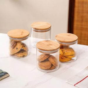 Ensemble de bocaux de conservation en verre borosilicate en gros avec couvercles hermétiques en bambou – Contenants alimentaires transparents en vrac pour l'organisation de la cuisine - Product Image 2