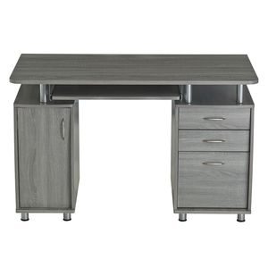 Grey Complete <b>Workstation</b> <b>Computer</b> Desk with Storage Features - Product Image 3