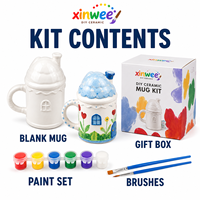 Kit de Taza de Cerámica Viral Imprescindible para Hacer en Casa, para Niños y Adultos, Estilo Estético, Set de Manualidades, Regalo de Cumpleaños, Listo para FBA, Sin Plomo