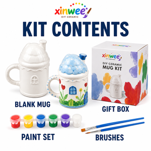 Kit de tasses en céramique DIY viral incontournable pour enfants et adultes, style esthétique, ensemble d'activités créatives, cadeau d'anniversaire, prêt pour FBA, sans plomb - Product Image 3