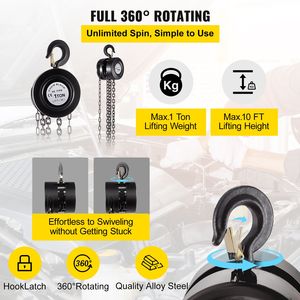 Paranco a Catena Manuale da 1 Tonnellata con Altezza di Sollevamento di 10 Piedi per Uso Industriale - Altezza di Sollevamento 6m - Product Image 3