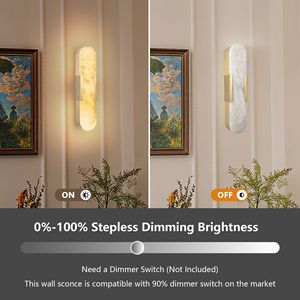 Applique da Parete in Marmo Naturale da 50 cm, Set di Applique Moderne Dorate per Interni, Illuminazione a Parete per Bagno, Soggiorno, Camera da Letto - Product Image 5