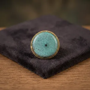 UDGEMS Turquoise Brass Groove Cabochon Wholesale Vintage IGI Certified Gemstone Pendant Setting for Macram & Jewelry Making - Product Image 2