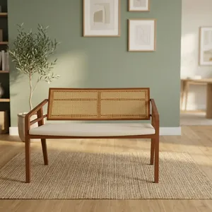 เก้าอี้หวายทันสมัยพร้อมซับผ้าฝ้ายและกรอบไม้โฟมสำหรับห้องนั่งเล่น - Product Image 2