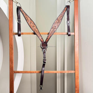 Le plus récent collier de poitrine occidental en cuir usiné à la main avec un motif floral réglable Horse Tack pour Trail Rodeo Roping & Ranch Riding - Product Image 3