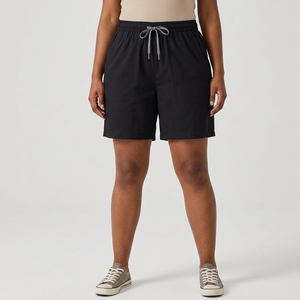 Pantalones Cortos Bermuda Negros para Hombre, Cintura Media, Casuales, de Algodón, con Bolsillos, Transpirables, Tejido Sólido - Product Image 3