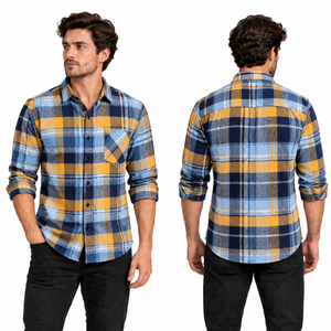<b>Mens</b> <b>Flannel</b> <b>Shirt</b> Plaid Casual Button Down Checkered Workwear Outdoor Clothing Custom Wholesale Manufacturer OEM ODM Work <b>Shirt</b> - Product Image 3