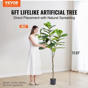 Albero di Ficus Lyrata Artificiale Antiribaltamento da 1,8 m in PE, Pianta Finta Realistica a Bassa Manutenzione - Product Image 2