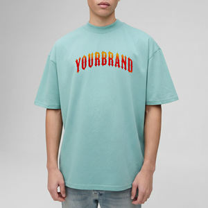 เสื้อยืดโอเวอร์ไซส์ผ้าฝ้ายสีขาวพิมพ์ลายดิจิตอลโลโก้แบบกำหนดเองสำหรับผู้ชายและวัยรุ่น - Product Image 5