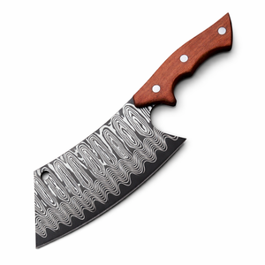 Cuchillo de carnicero japonés de acero de Damasco forjado a mano Edge Master Manufacture, mango de roble, funda, hoja de 7 pulgadas, apto para lavavajillas, OEM - Product Image 1