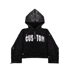 เสื้อฮู้ดดี้ผ้าฝรั่งเศสเทอร์รี่ทรงโอเวอร์ไซส์ แต่งเพชรคริสตัลคุณภาพสูง สไตล์สตรีทแวร์ สำหรับผู้ชาย - Product Image 6